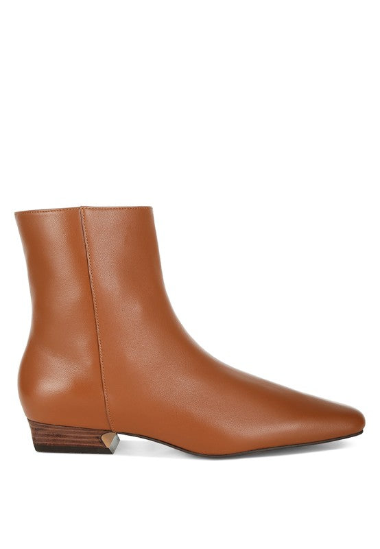Women's Flared Heel Genuine Leather Snip Toe Boots | Zarnesh