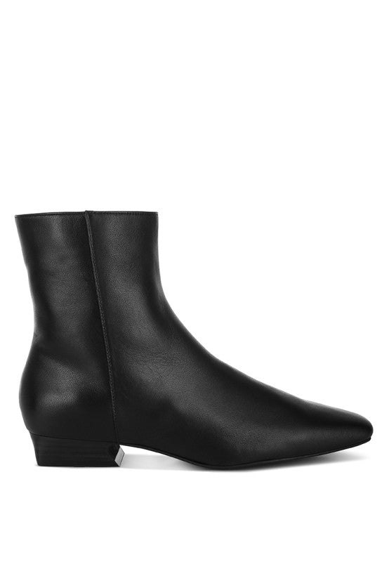 Women's Flared Heel Genuine Leather Snip Toe Boots | Zarnesh