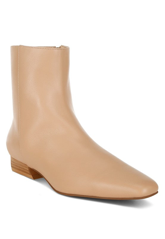 Women's Flared Heel Genuine Leather Snip Toe Boots | Zarnesh