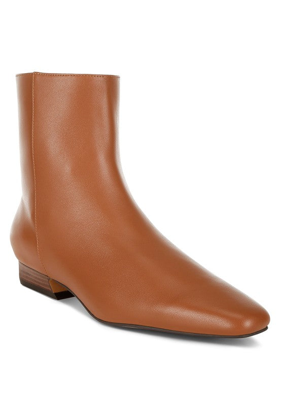 Women's Flared Heel Genuine Leather Snip Toe Boots | Zarnesh