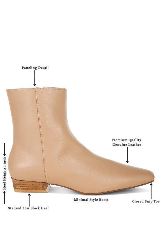 Women's Flared Heel Genuine Leather Snip Toe Boots | Zarnesh