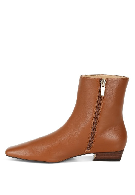 Women's Flared Heel Genuine Leather Snip Toe Boots | Zarnesh
