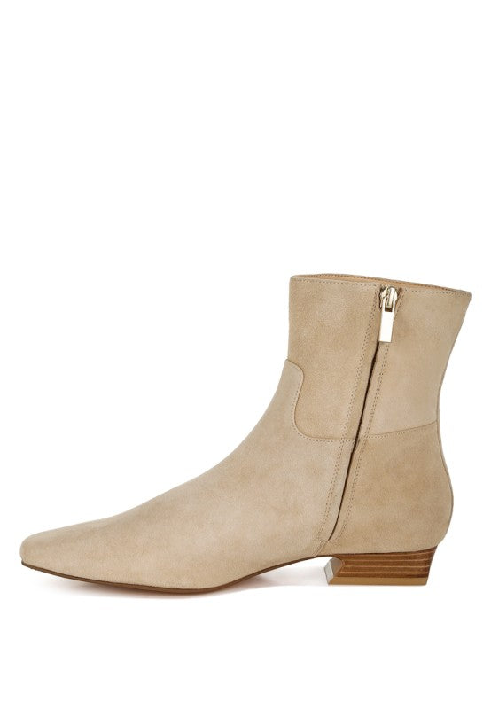 Women's Flared Low Block Heel Suede Boots | Zarnesh
