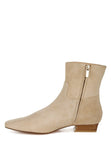 Women's Flared Low Block Heel Suede Boots | Zarnesh