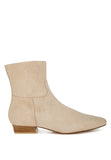 Women's Flared Low Block Heel Suede Boots | Zarnesh