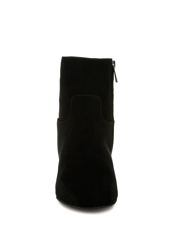 Women's Flared Low Block Heel Suede Boots | Zarnesh
