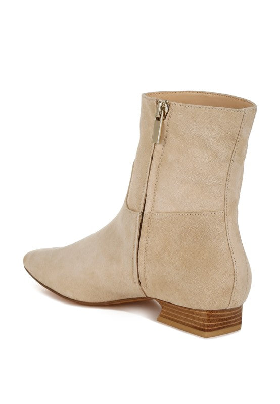 Women's Flared Low Block Heel Suede Boots | Zarnesh