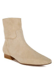Women's Flared Low Block Heel Suede Boots | Zarnesh