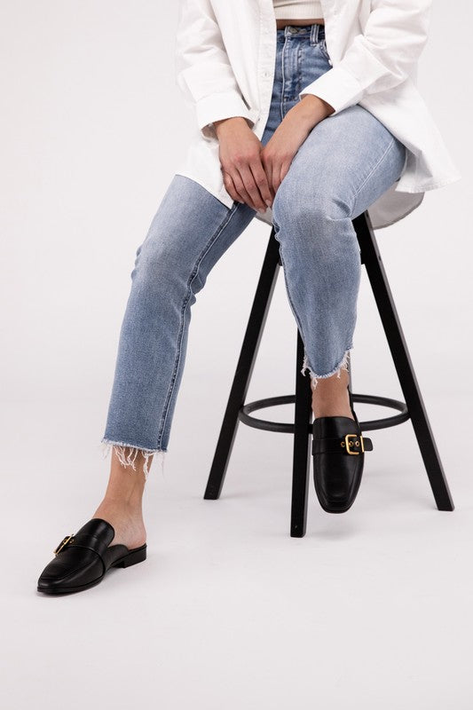 Women's Chantal-S Buckle Backless Slides Loafer Shoes | Zarnesh