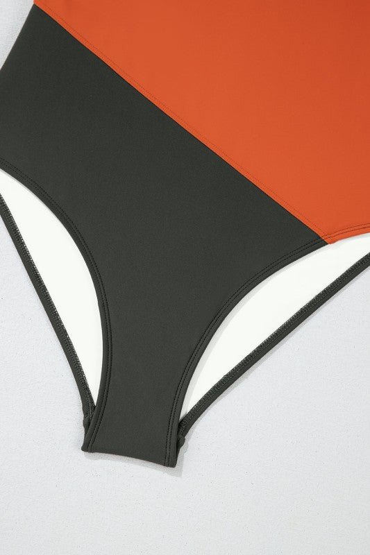 Women’s Flattering ColorBlock Padded Square Neck One-Piece Swimsuit | Zarnesh