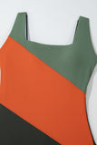 Women’s Flattering ColorBlock Padded Square Neck One-Piece Swimsuit | Zarnesh
