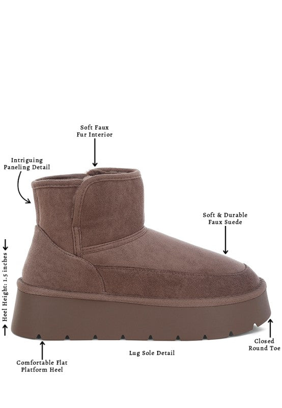 Women's Fleece-Lined Suede Chunky Platform Ankle Boots | Zarnesh