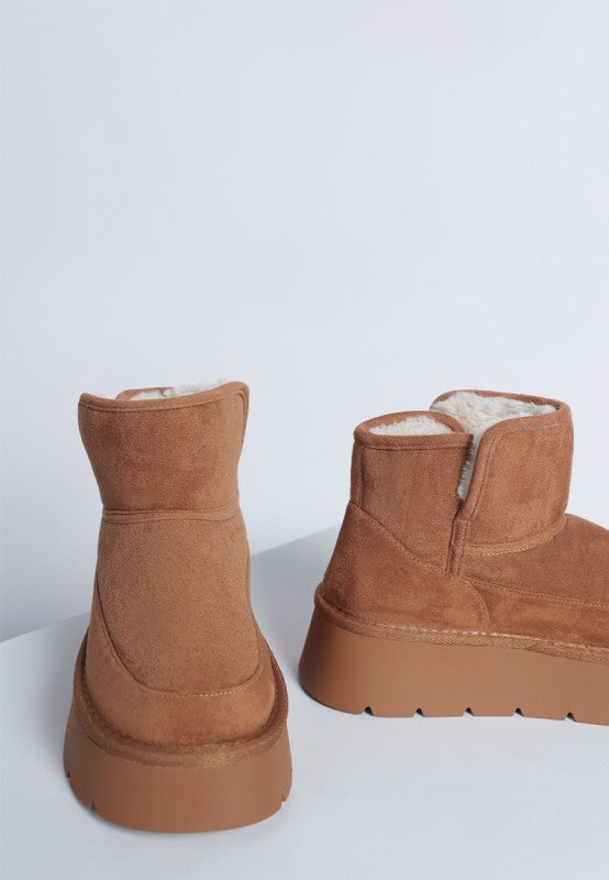 Women's Fleece-Lined Suede Chunky Platform Ankle Boots | Zarnesh