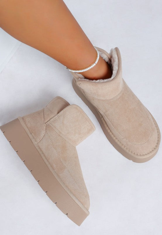 Women's Fleece-Lined Suede Chunky Platform Ankle Boots | Zarnesh