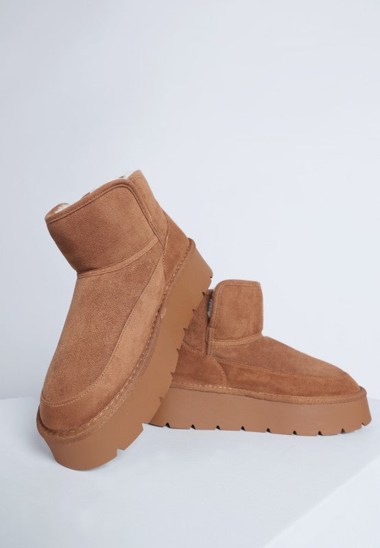 Women's Fleece-Lined Suede Chunky Platform Ankle Boots | Zarnesh