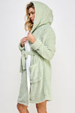 Women’s Fleece Bailey Plush Belted Hooded Robe Loungewear | Zarnesh