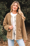 Women’s Fleece Sherpa Patchwork Corduroy Button-Up Jacket | Zarnesh