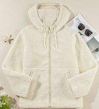 Women’s Fleece Zip Up Drawstring Hooded Pocketed Jacket | Zarnesh