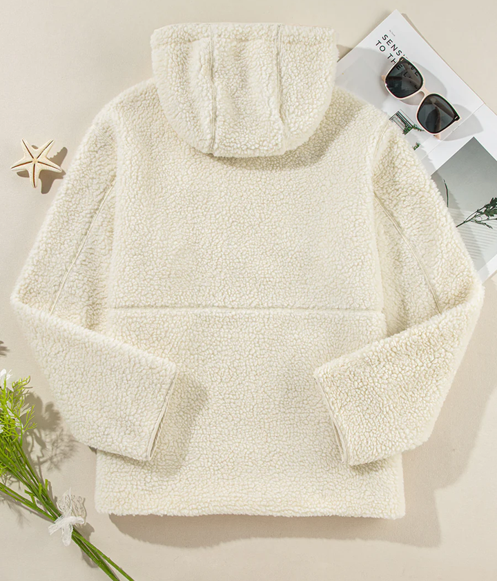 Women’s Fleece Zip Up Drawstring Hooded Pocketed Jacket | Zarnesh