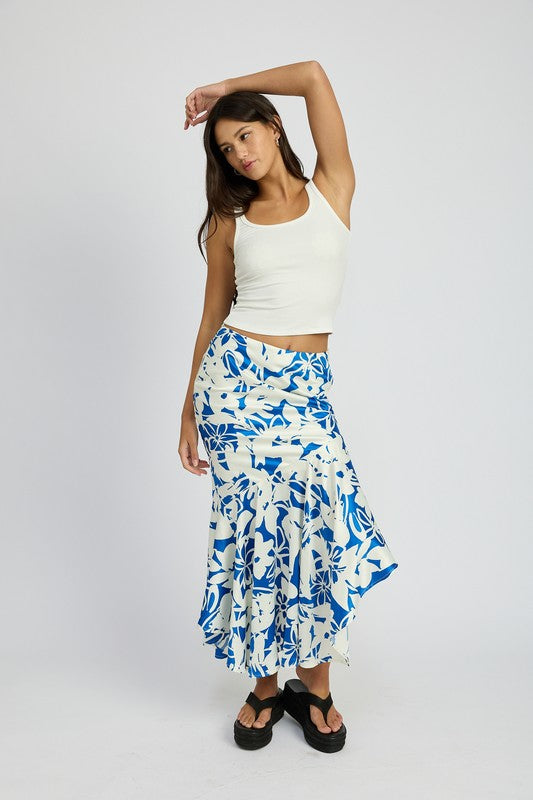 Women’s Floral Asymmetrical Mermaid Ruffle Hem Skirt | Zarnesh