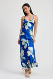 Women Floral Print Bias Cut Fully Lined Maxi Length Dress Zarnesh