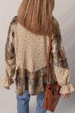 Women’s Floral Boho Plaid Patchwork Sleeve Waffle Shirt | Zarnesh