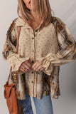 Women’s Floral Boho Plaid Patchwork Sleeve Waffle Shirt | Zarnesh