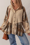 Women’s Floral Boho Plaid Patchwork Sleeve Waffle Shirt | Zarnesh
