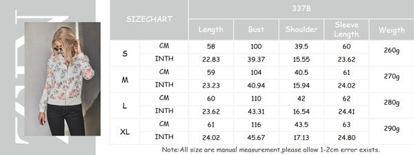 Women’s Floral Bomber Zip-Up Print Jacket | Zarnesh