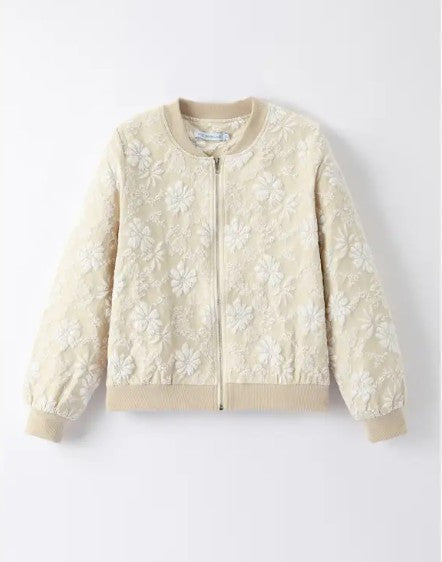 Women’s Floral Embroidered Zip-Up Bomber Jacket | Zarnesh