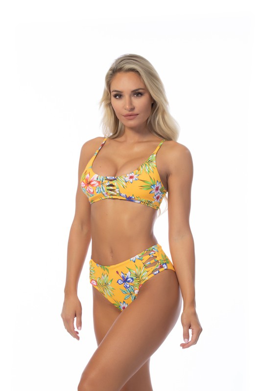 Women’s Floral Hawaiian High-Waisted Bikini Set | Zarnesh