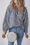 Women’s Floral Long Puff Sleeve V-Neck Blouse  | Zarnesh