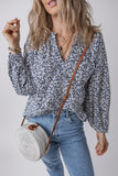 Women’s Floral Long Puff Sleeve V-Neck Blouse  | Zarnesh
