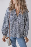 Women’s Floral Long Puff Sleeve V-Neck Blouse  | Zarnesh