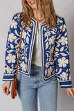 Women’s Floral Open Front Buttoned Cuff Cropped Jacket | Zarnesh