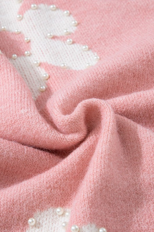 Women's Floral Pearl Beaded Valentine Heart Sweater | Zarnesh