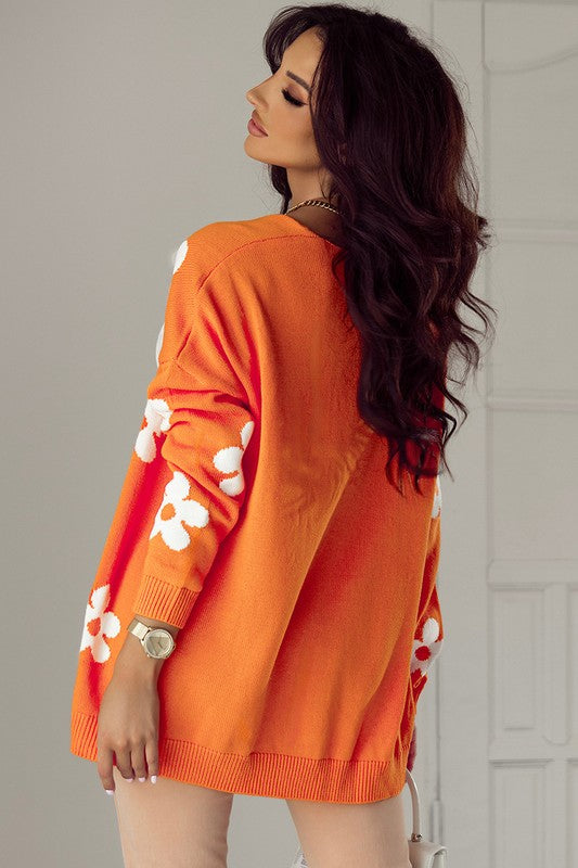 Women's Floral Print Knitted Open Front Cardigan | Zarnesh