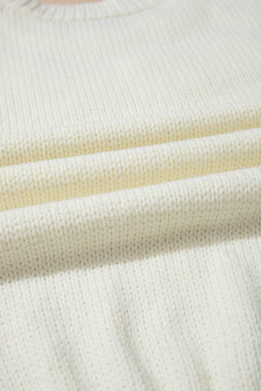 Women’s Floral Textured Round Neck Puff Sleeve Sweater | Zarnesh