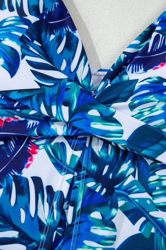 Women’s Floral Tropical Leaf Padded V-Neck Tankini Top | Zarnesh