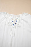 Women’s Floral V-Neck Embroidered Drawstring Blouse | Zarnesh