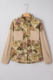 Women’s Floral Waffle Patchwork Chest Pocket Knit Buttoned jacket | Zarnesh