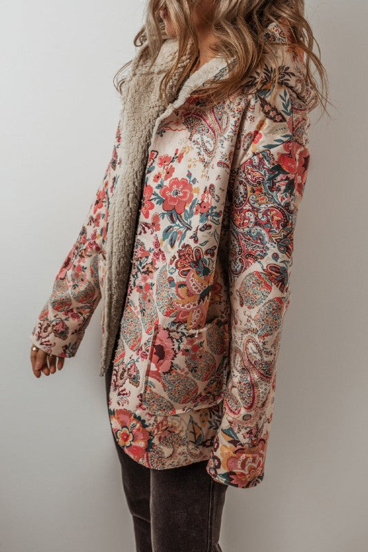 Women’s Floral Warmth Sherpa Lined Hooded Jacket | Zarnesh