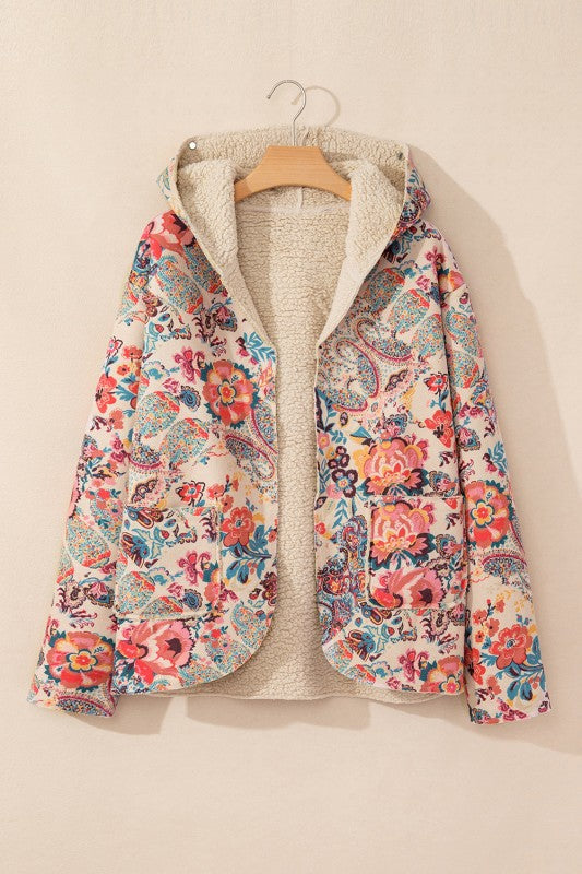 Women’s Floral Warmth Sherpa Lined Hooded Jacket | Zarnesh