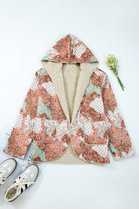 Women’s Floral Warmth Sherpa Lined Hooded Jacket | Zarnesh