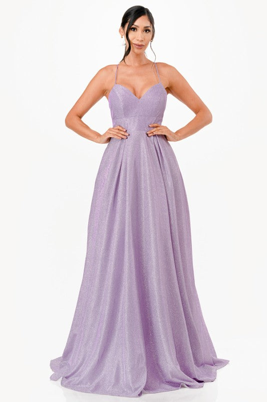 Women’s Formal Glitter Criss-Cross Back Bodycon Maxi Dress | Zarnesh