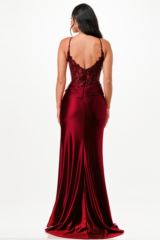 Women’s Formal Sequin Lace Satin Maxi Dress | Zarnesh