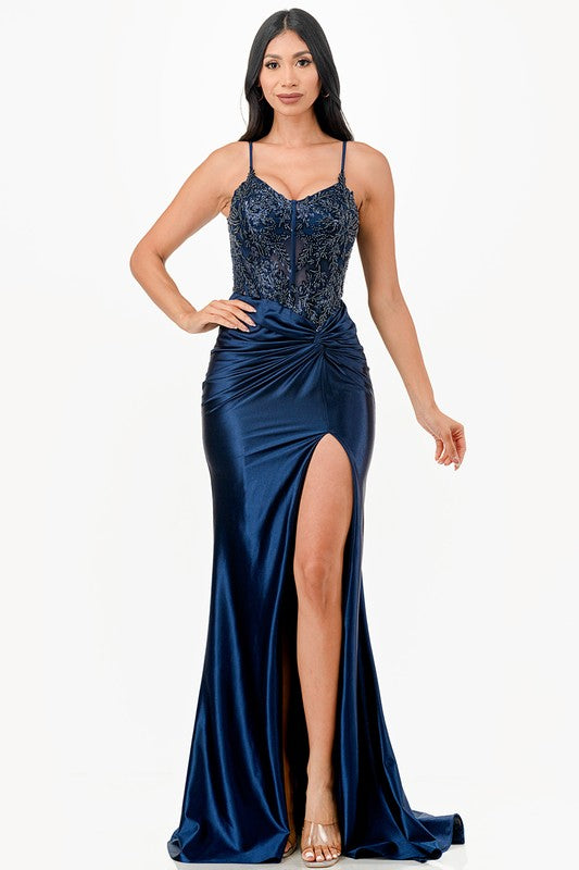 Women’s Formal Sequin Lace Satin Maxi Dress | Zarnesh