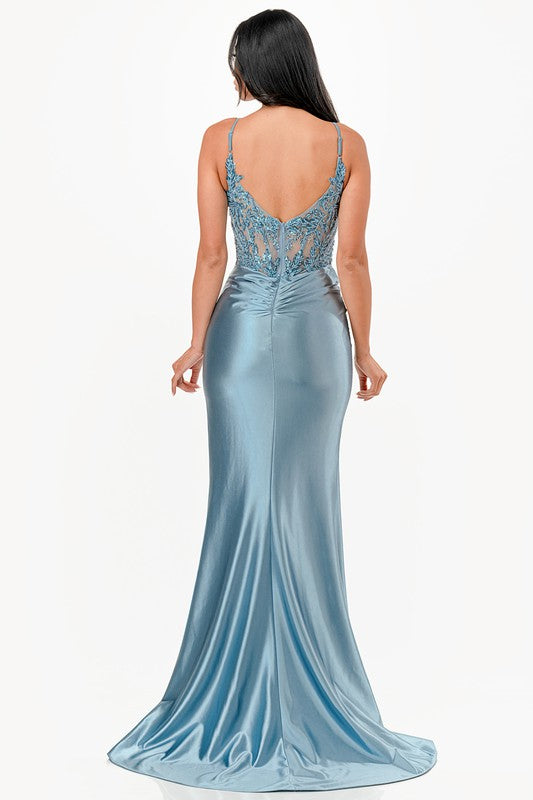Women’s Formal Sequin Lace Satin Maxi Dress | Zarnesh