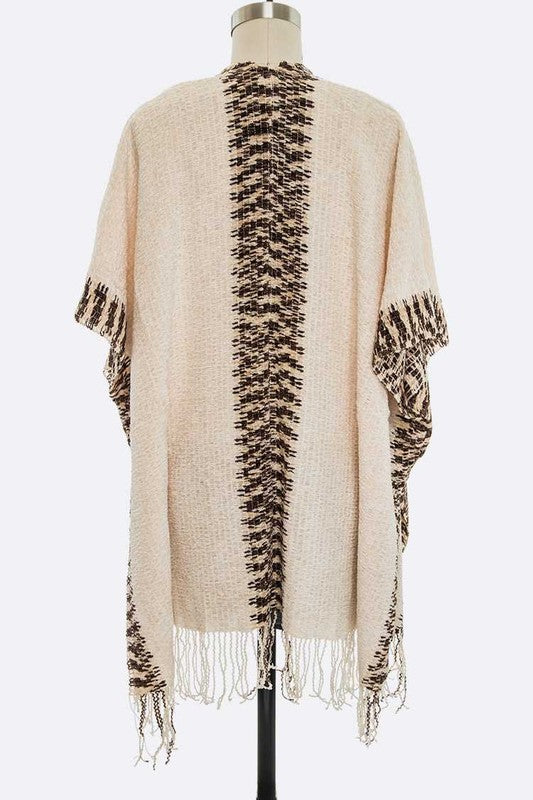 Women's Fringe Cozy Knitted Cardigan Kimono Wrap | Zarnesh