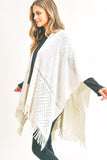 Women's Fringe Knitted Ruana Wrap Poncho | Zarnesh